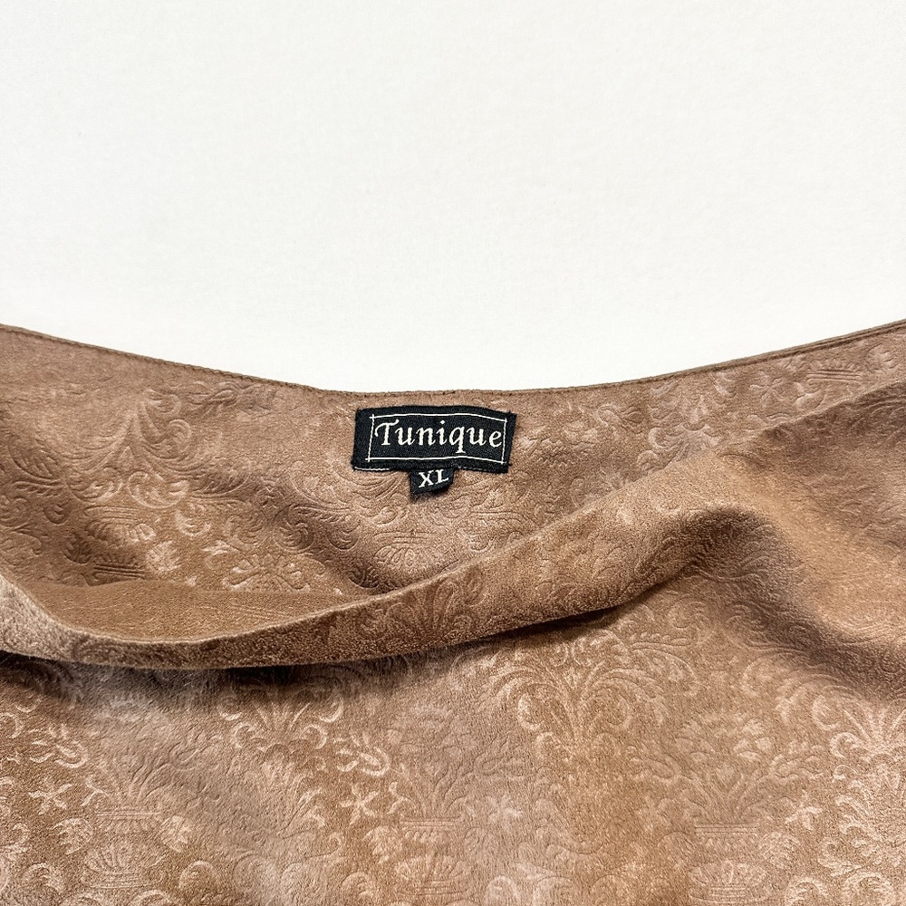 Vintage Tunique Tiered Knee Length Western Skirt Women’s Size XL Tan - Picture 5 of 8